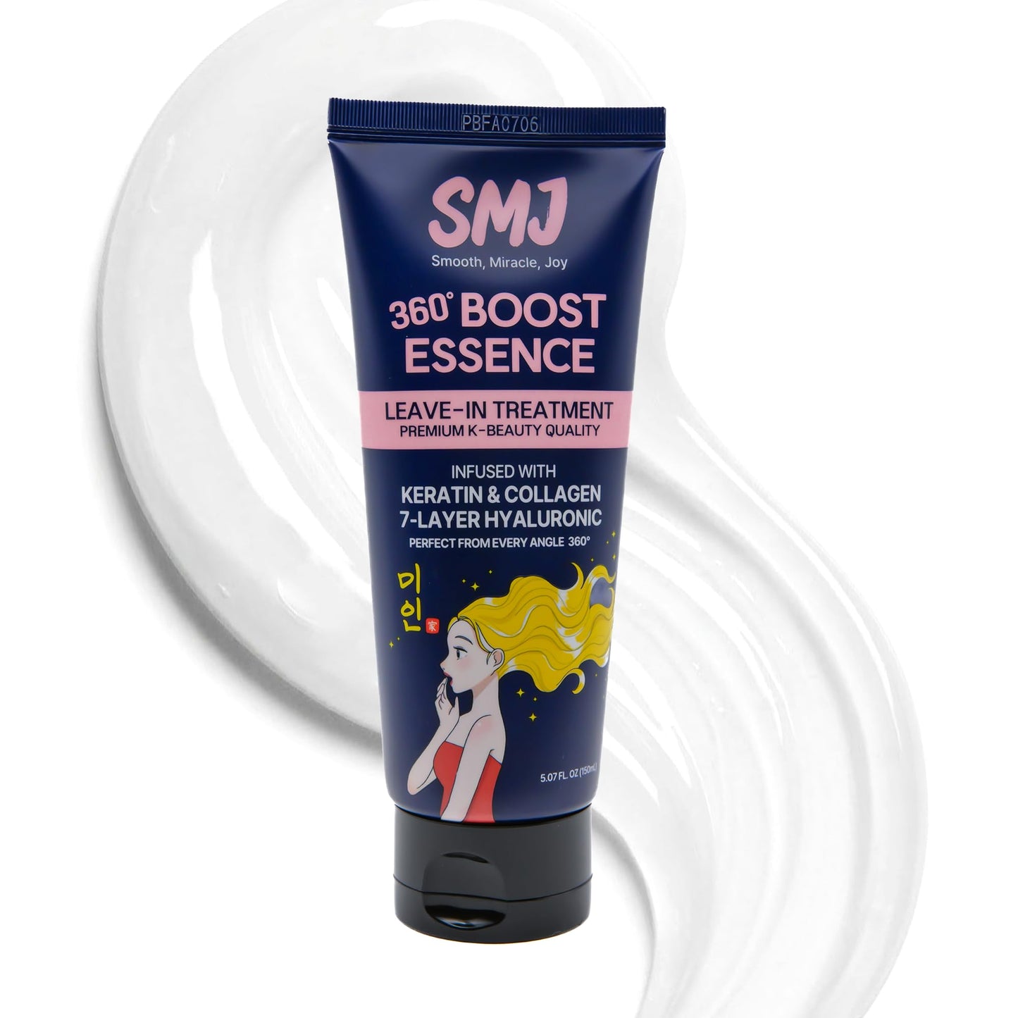 SMJ 360° BOOST ESSENCE LEAVE-IN TREATMENT | Silky K-Beauty Hair Essence | Anti-Frizz & Shine | Keratin, Collagen & 7-Layer Hyaluronic Acid | USA Beauty & Personal Care SMJ