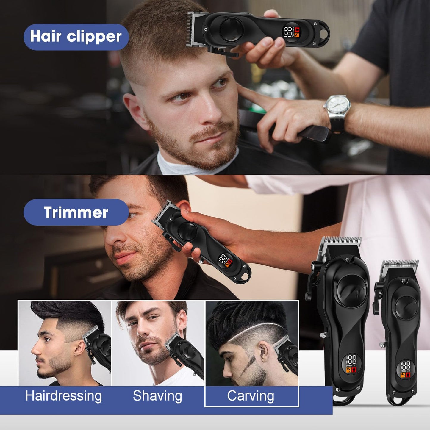 Hair Clippers/Trimmer Set for Men Professional, Cordless Clippers for Cutting, Electric Mchine with LED Digital Display and 8 Guide Combs Beauty and Personal Care QDKVTNDJZ