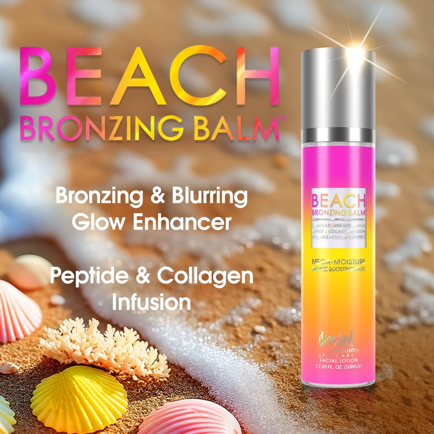 Devoted Creations Beach Bronzing Balm - Peptide & Collagen Infused pH Balancing Contour & Lift Effect Mega-Moisture Bronze Boosting Mask Beauty & Personal Care Devoted Creations
