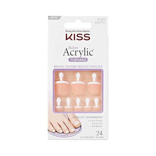KISS Salon Acrylic, Press On Toenails, Nail Glue Included, 'Walk Away', White, Short Size, Squoval Shape, Includes 28 Nails, 2g Glue, 1 Manicure Beauty & Personal Care KISS