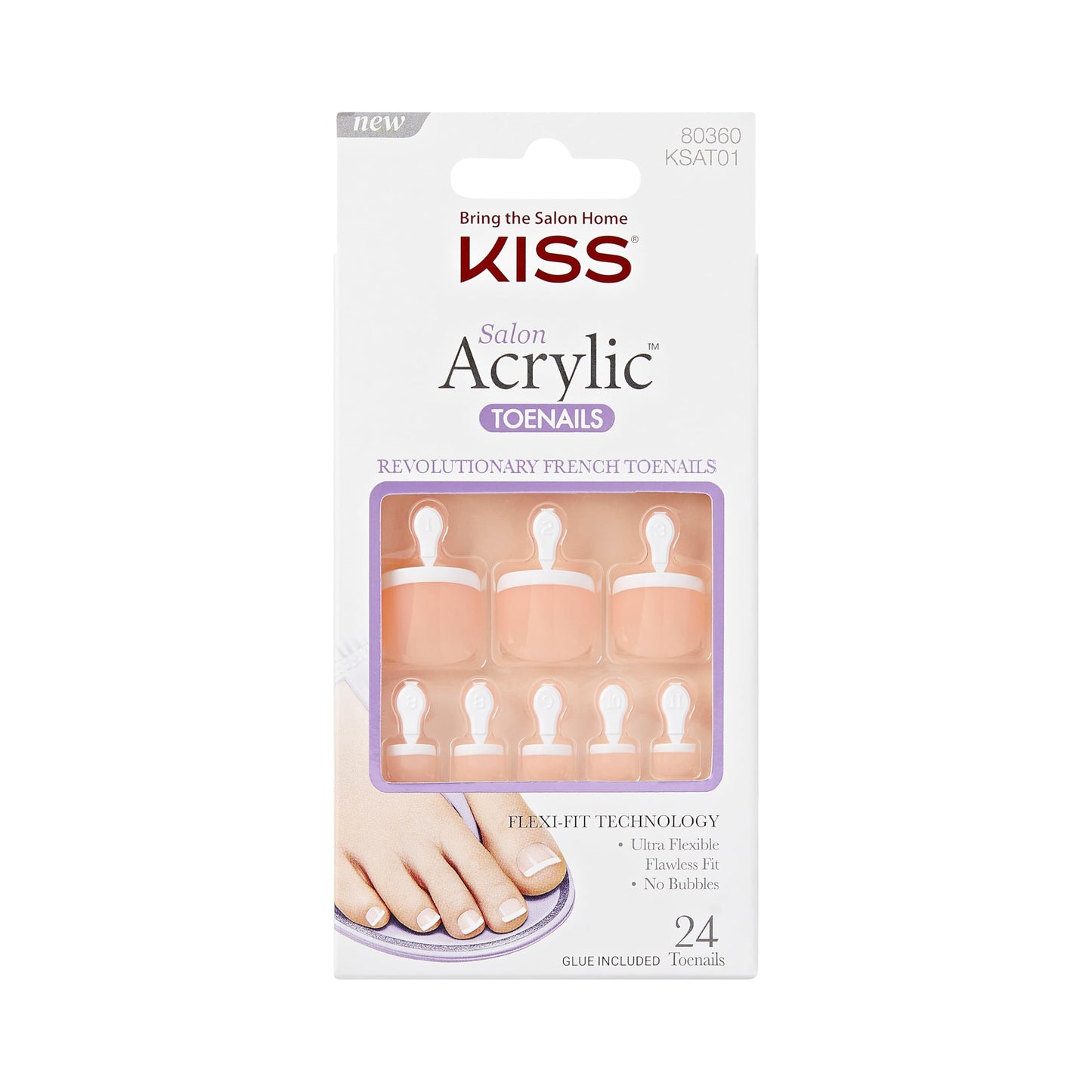 KISS Salon Acrylic, Press On Toenails, Nail Glue Included, 'Walk Away', White, Short Size, Squoval Shape, Includes 28 Nails, 2g Glue, 1 Manicure Beauty & Personal Care KISS