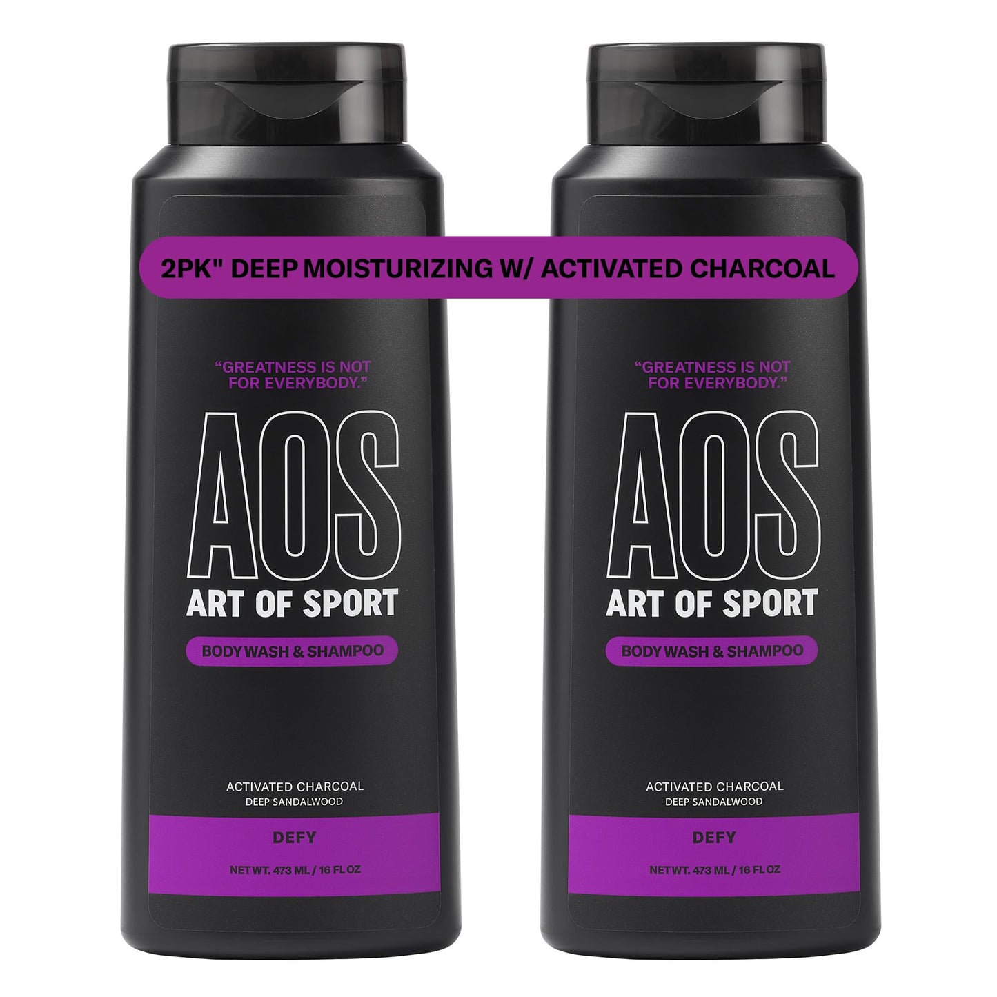 Art of Sport Men’s 2-in-1 Body Wash and Shampoo with Charcoal Activated, Sandalwood Fragrance, Made for Athletes, Defy Scent, 16 fl oz (Pack of 2) Beauty & Personal Care Art of Sport