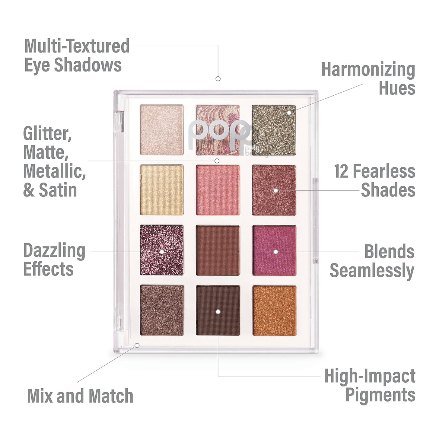 POP Beauty LIGHTSHOW PALETTE | PRETTY PUNK - Eyeshadow Palette, 12 Shades, Complementary Colours, Multi-Textured, Richly-Pigmented | Matte, Metallic Beauty & Personal Care POP Beauty