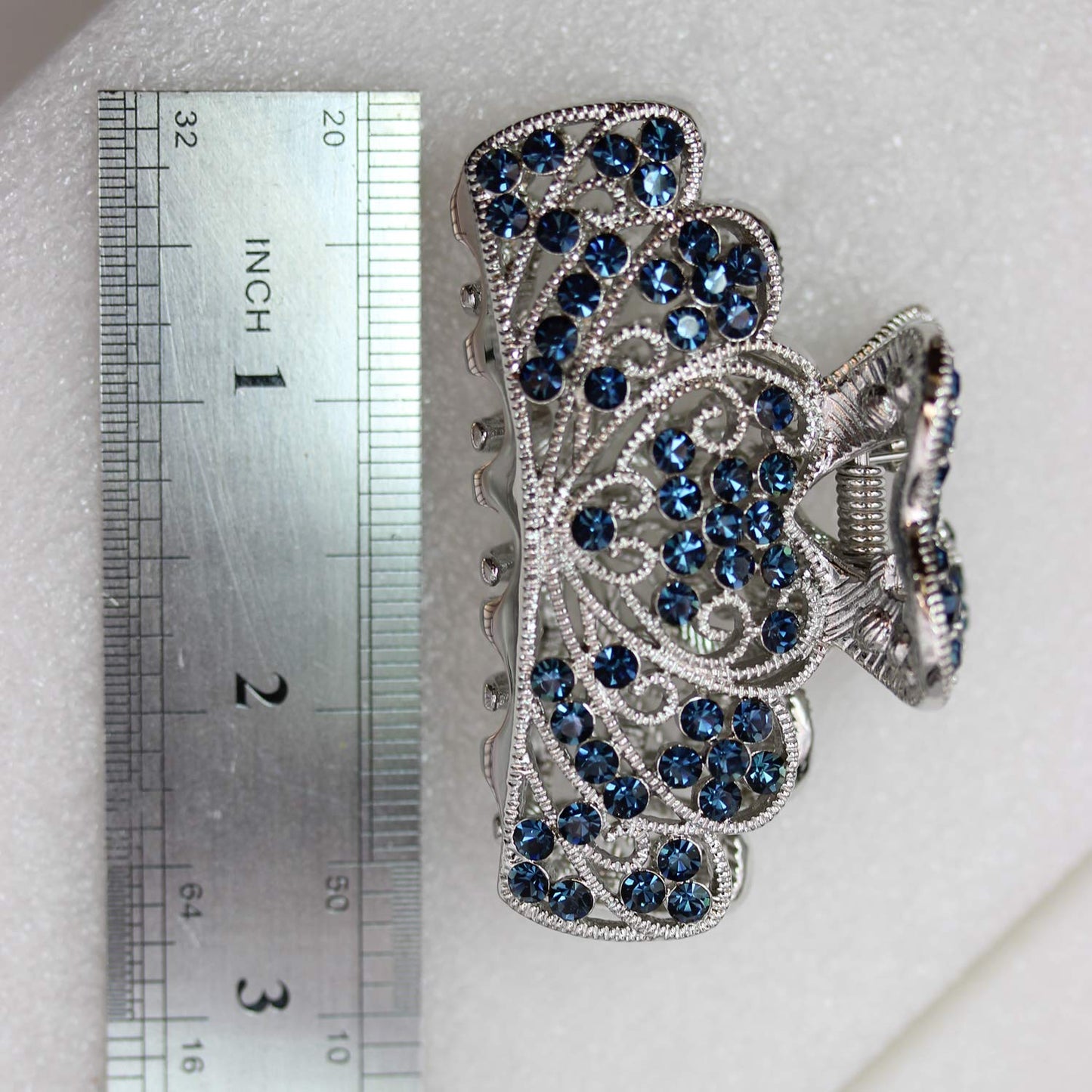 Faship Navy Blue Rhinestone Crystal Floral Hair Claw Clips Beauty & Personal Care Faship