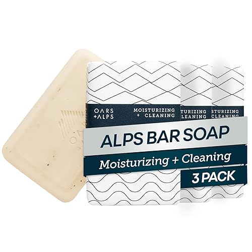 Oars + Alps Shea Butter & Jojoba Oil Exfoliating Bar Soap for Men, Deep Cleaning & Exfoliating Soap, Made with Clean Ingredients, All Skin Types Beauty & Personal Care Oars + Alps