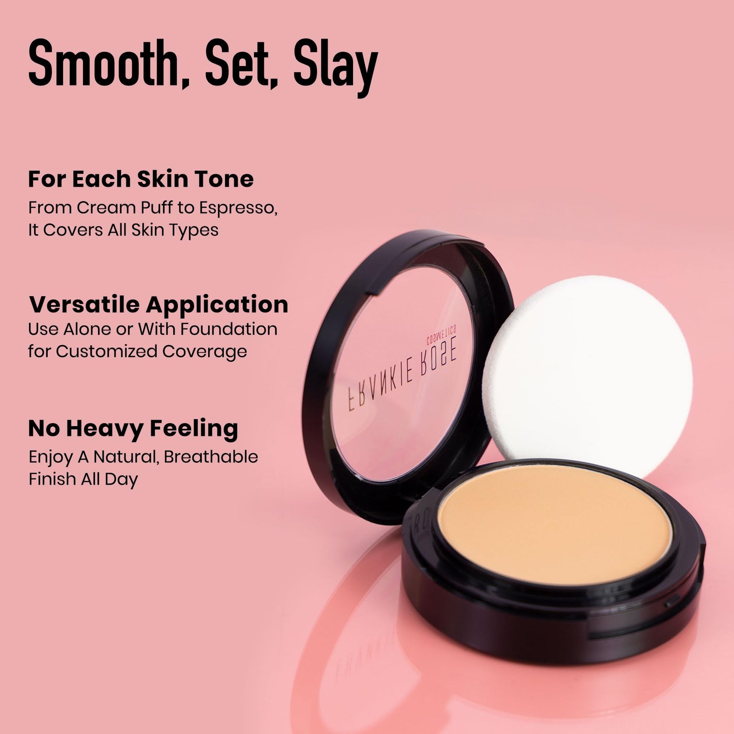 Frankie Rose Cosmetics Powder Foundation - Full Coverage Face Powder For Pores & Imperfections, Evens Out Skin Tone & Shine-Control | 58 Grams (Buff) Beauty & Personal Care Frankie Rose Cosmetics