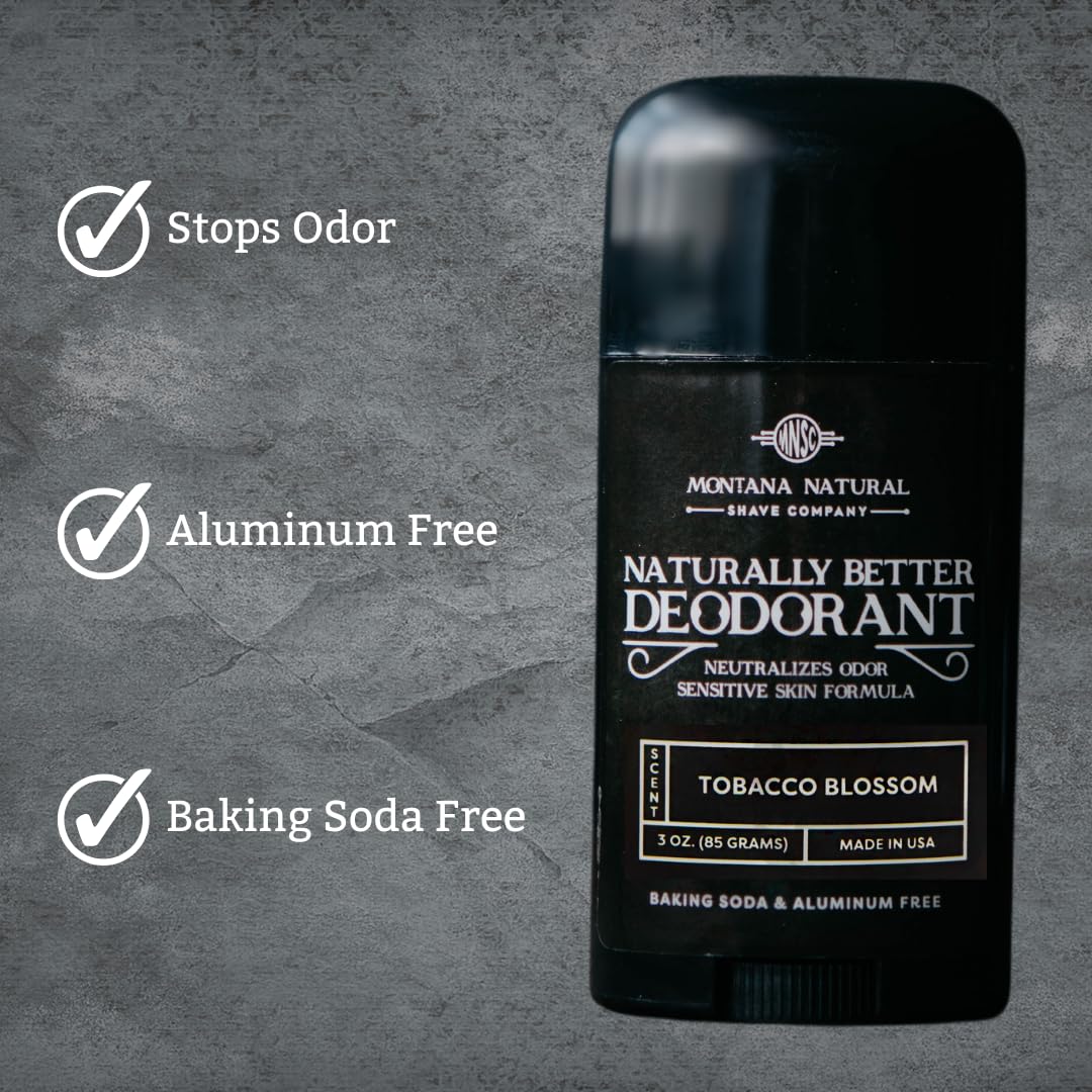 MNSC Tobacco Blossom (Wrangler) Naturally Better Deodorant - Magnesium & Activated Charcoal, Sensitive Skin Formula, Aluminum-Free, Baking Soda-Free Beauty and Personal Care Montana Natural Shave Company