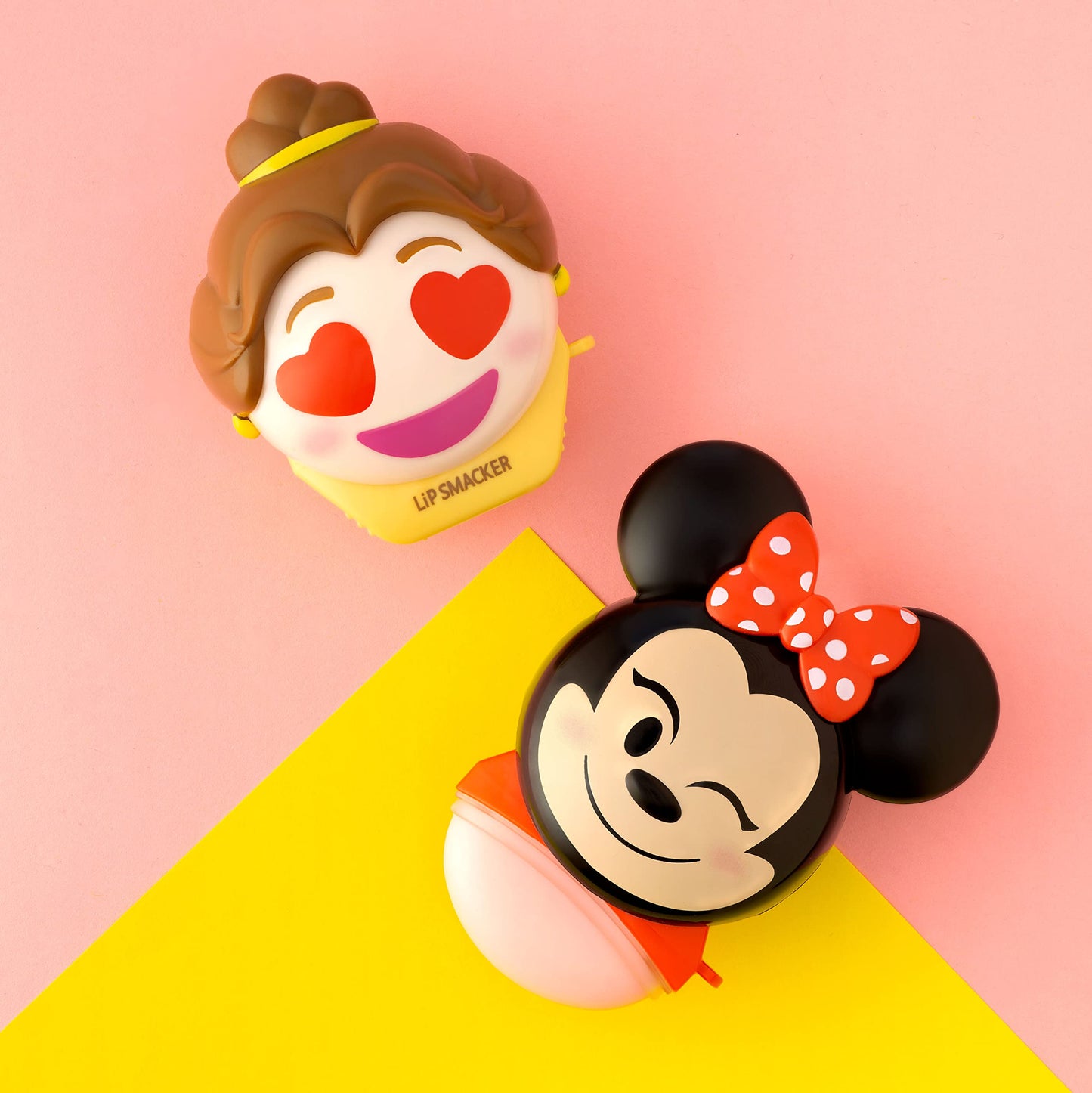 Lip Smacker Disney Minnie Mouse and Beauty And The Beast Belle Emoji Lip Balm Duo, Flavored Strawberry Lemonade, Bow-nade, 2 Pack Beauty & Personal Care Lip Smacker
