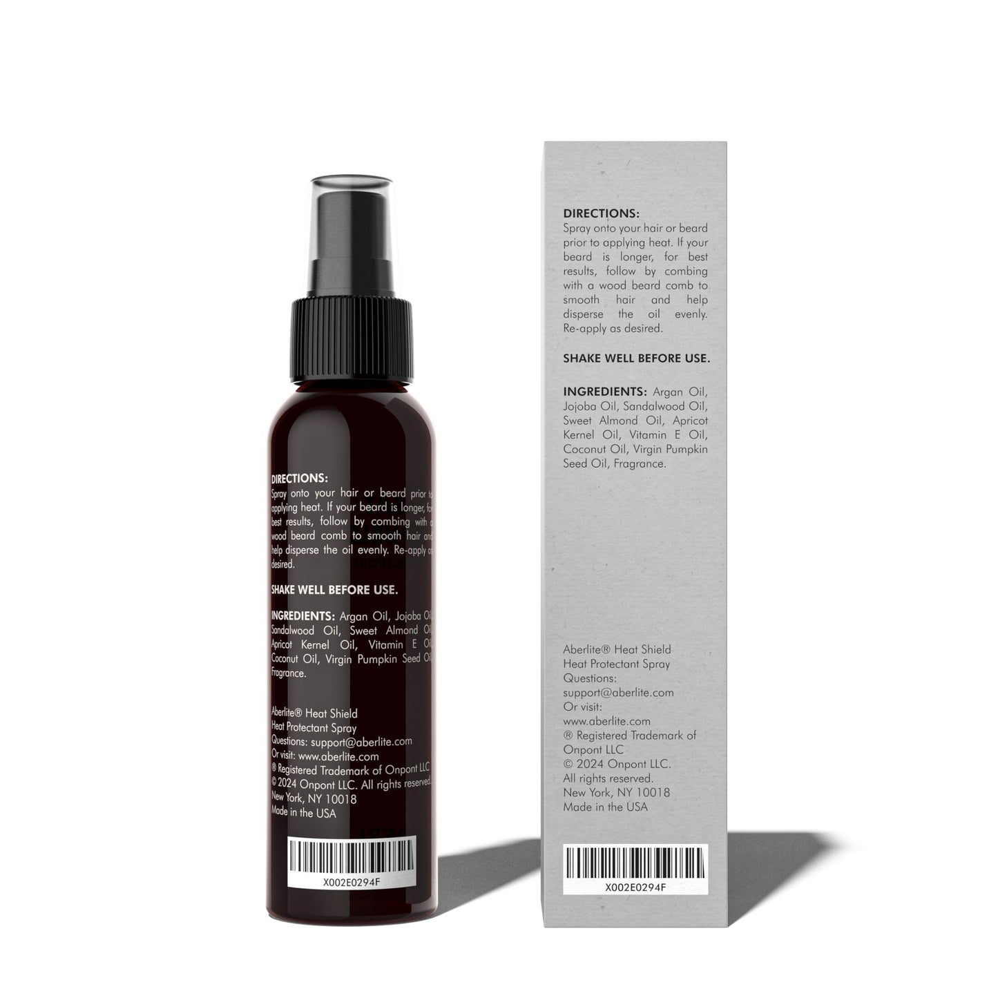 Aberlite Heat Shield Heat Protectant Spray, 4oz - Argan Oil Scent, Moisturizes, Softens and Protects Hair from Heat Damage, Made with 100% Natural Beauty & Personal Care Aberlite