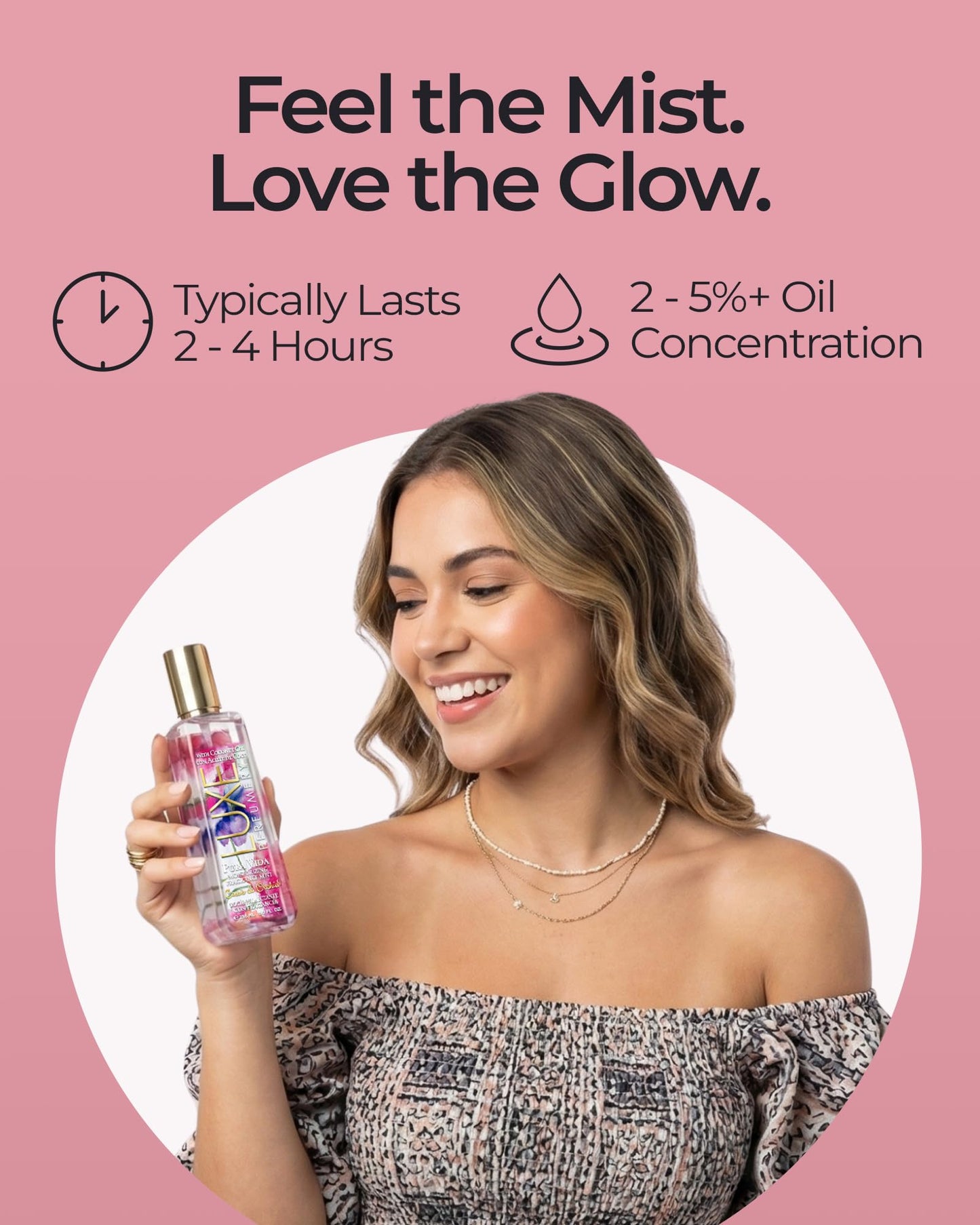 Luxe Perfumery Pura Vida Moisturizing Body Mist, Cassis/Orchid, 8 Fl Oz, pink, (38949981203-Parent) Beauty & Personal Care Luxe Perfumery