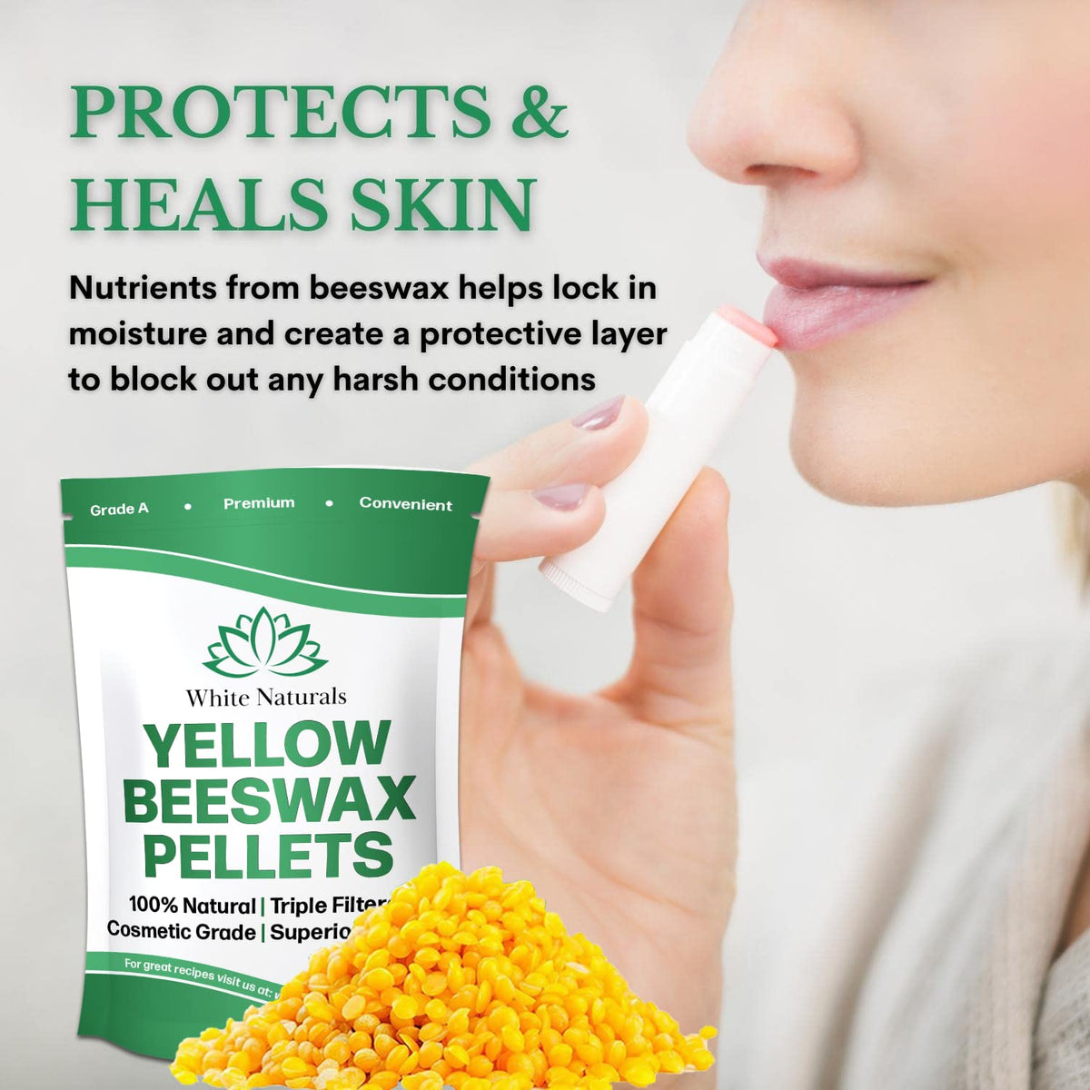Yellow Beeswax Pellets 5lb, 100% Pure, Natural, Cosmetic Grade, Organic, Bees Wax Pastilles, Triple Filtered, Great For Candle Making, Soaps, Food Beauty & Personal Care White Naturals