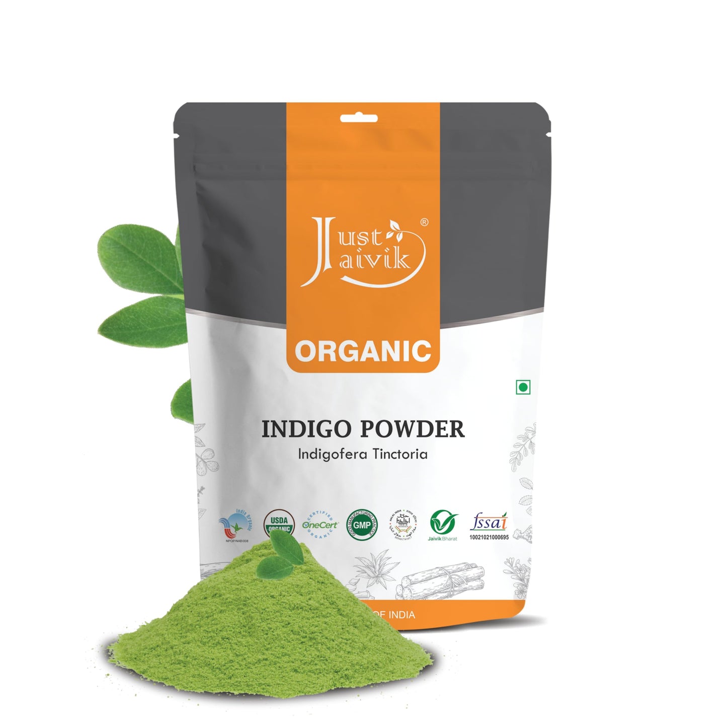 Just Jaivik 100% Organic Indigo Powder - 227 gms / 1/2 LB Pound / 08 Oz - Indigofera Tinctoria- A 100% Organic Hair Dye - Color your hair dark brown Beauty & Personal Care Just Jaivik