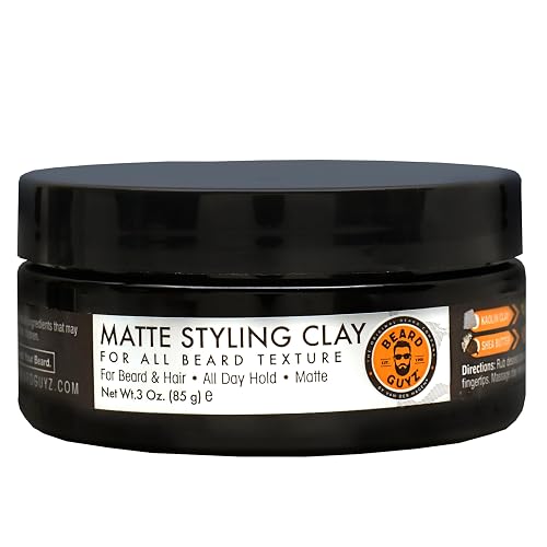 Beard Guyz Matte Styling Clay - Strong?Hold for Beard & Hair - Natural Texture & Matte Finish Styling Clay for Men’s Grooming, 3 oz Beauty & Personal Care Beard Guyz