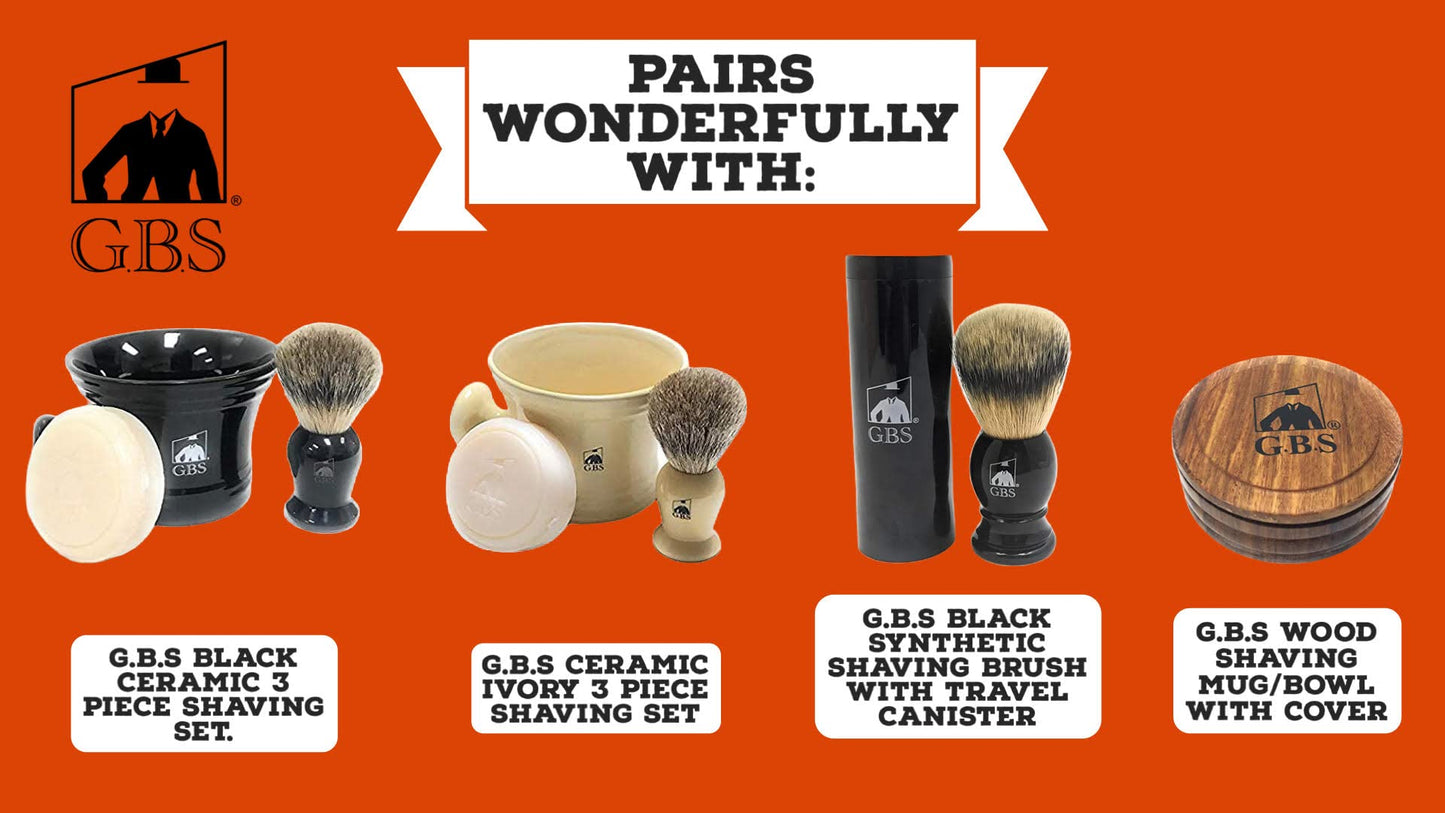 G.B.S Pure Badger Bristle Shaving Brush, Black Handle, Use with any Soap Cream or Foam Beauty and Personal Care G.B.S