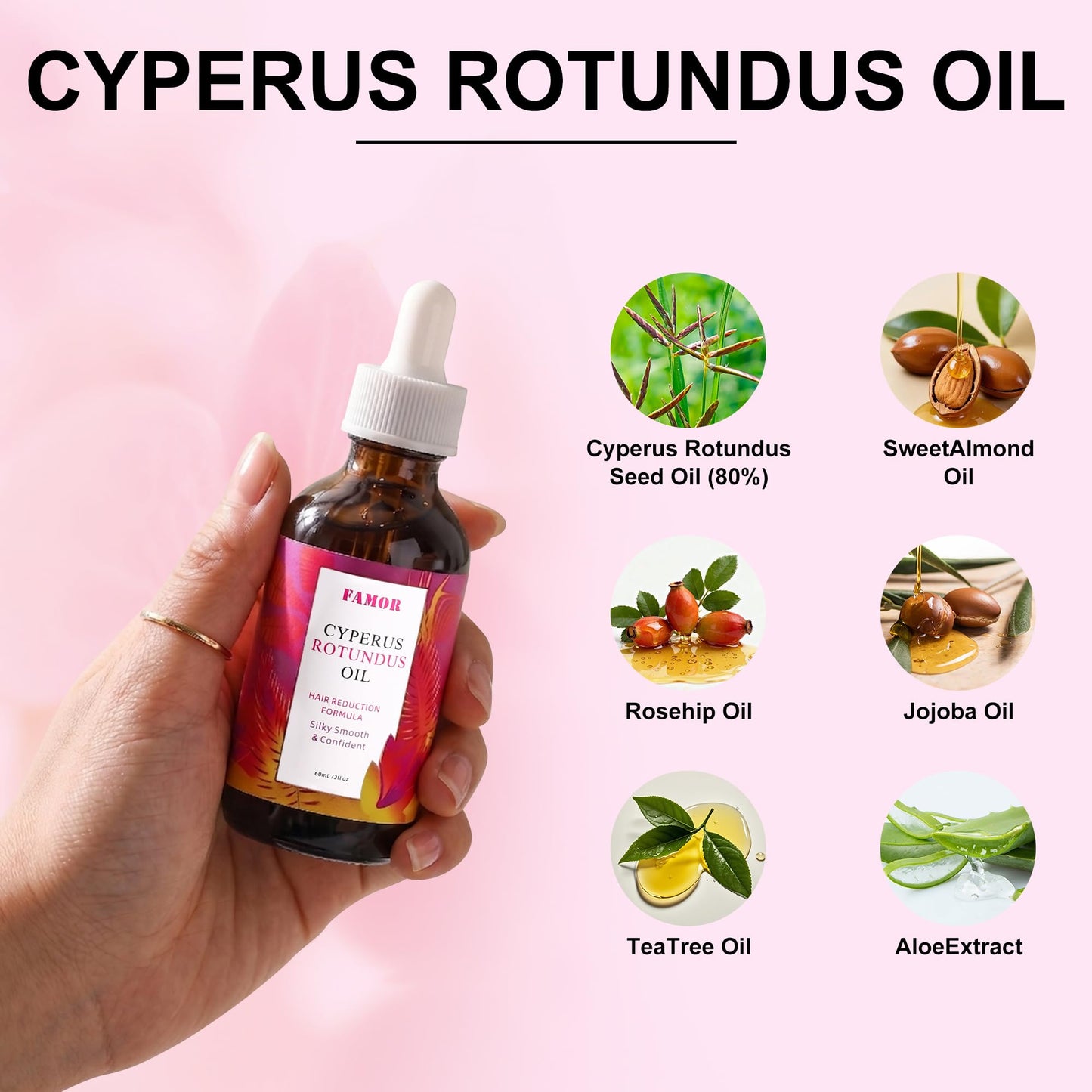 Cyperus Rotundus Oil 60ml / 2.0Fl Oz-Natural Cyperus Rotundus Oil Moisturizing & Soothing For Reducing Body Hair GrowthWomen & Men All Skin Types. Beauty and Personal Care FAMOR