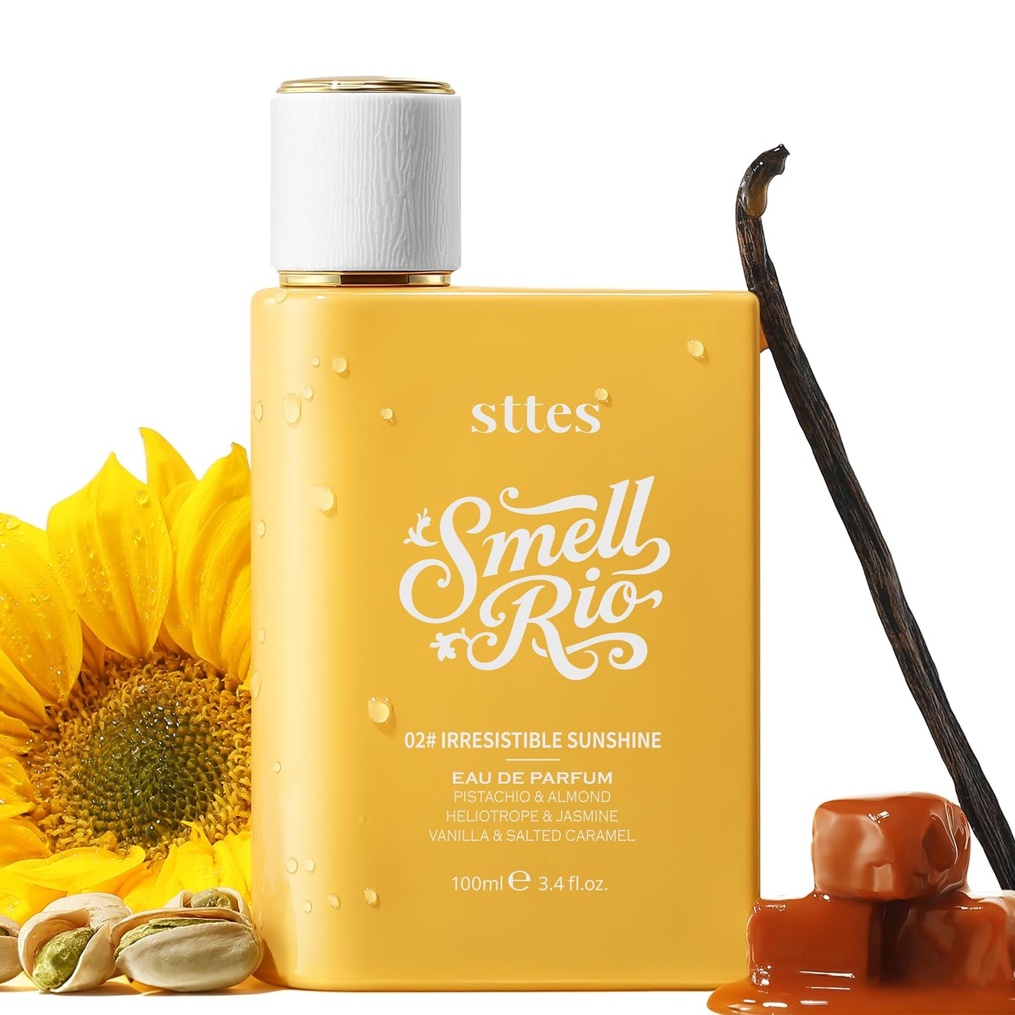 Sttes Perfume 02# Irresistible Sunshine for Women - Pistachio, Vanilla & Salted Caramel Eau de Perfume 100ml (3.4fl oz) Sweet Gourmand Caramel Vanilla Beauty and Personal Care Sttes