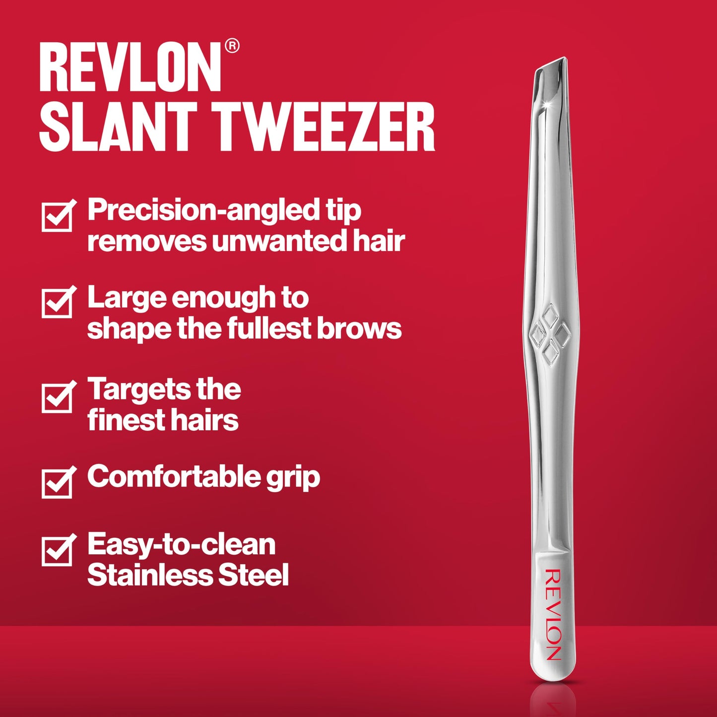 Revlon Multipurpose Hair Removal Tweezer, High Precision Slant Tip Tweezers for Men, Women & Kids, Stainless Steel (Pack of 1) Beauty & Personal Care REVLON