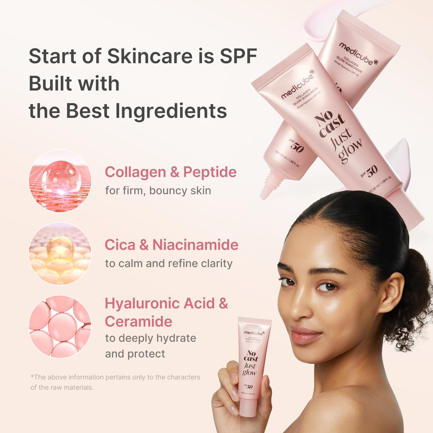 medicube Sunscreen No Cast Just Glow Collagen | SPF 50 Broad Spectrum Face Sunscreen | Lightweight, Non-Sticky, Hydrating Formula | Peptide, Cica Beauty and Personal Care medicube