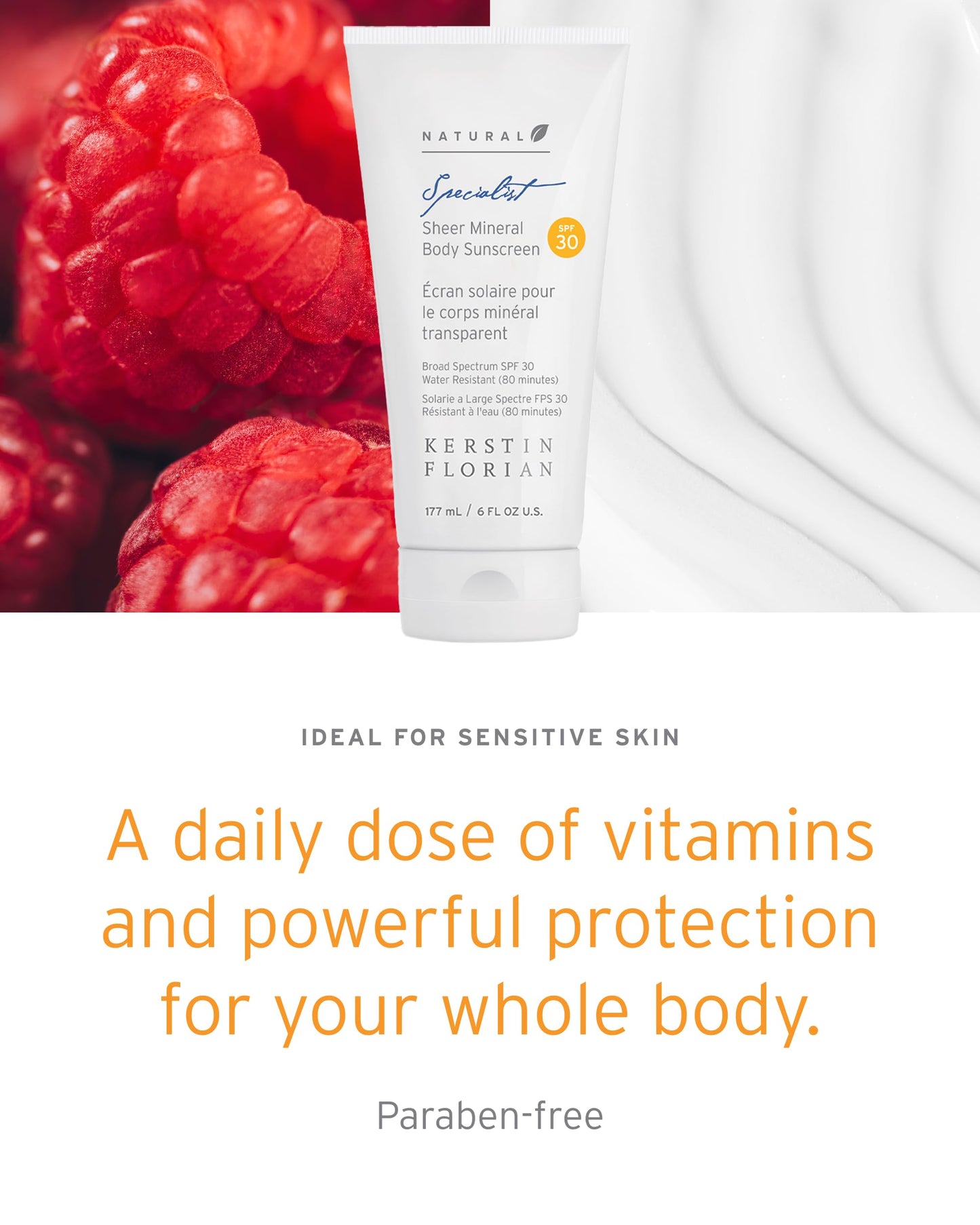 Kerstin Florian Sheer Mineral Body Sunscreen SPF 30 | Waterproof UVA/UVB Sun Protection with Natural Zinc Oxide | Reef Safe Fragrance Free Formula Beauty & Personal Care Kerstin Florian