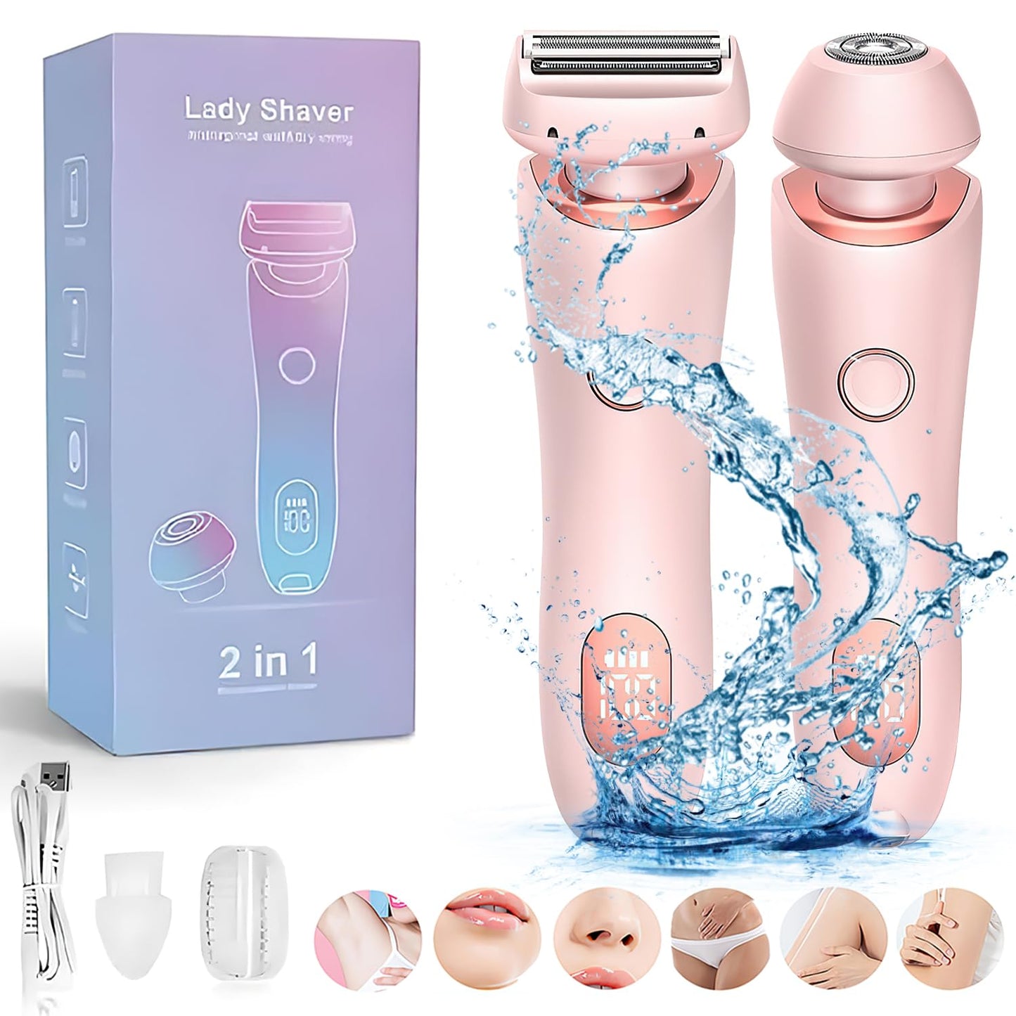 Dusk Glide Pro 3.0 Waterproof Electric Razor for Women - 2 in 1 Shaver, Wet & Dry (Pink) Beauty and Personal Care nuvirez