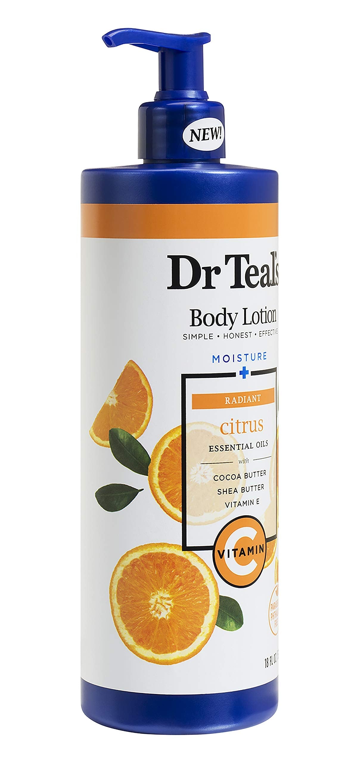 Dr Teal's Body Lotion - Moisture Plus - Radiant Citrus Essential Oils and Vitamin C, 18 Fl Oz 2-Pack (36 Fl Oz) Beauty & Personal Care Dr Teal's