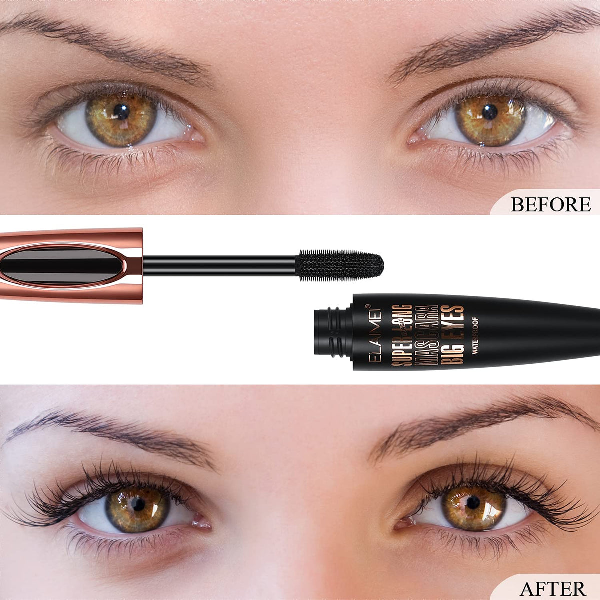2 Pack Mascara Black Volume and Length, Natural Waterproof Smudge-Proof 4D Silk Fiber Lash Mascara Long-Lasting, Adds Length, Depth & Glamour Beauty & Personal Care SKINOSM