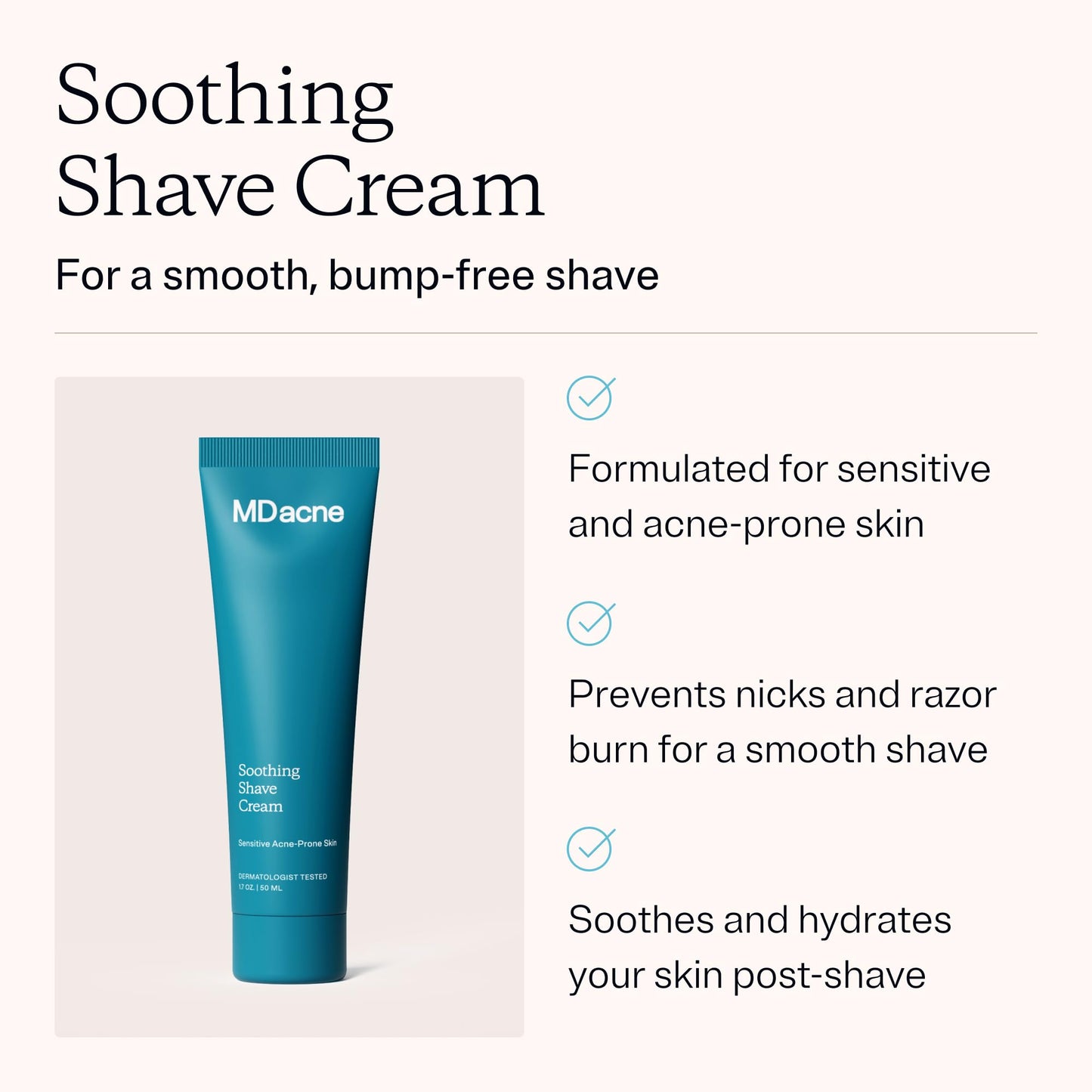 MDacne Shaving Cream for Acne-Prone Skin - Soothing, Oil-Free, Eliminates Razor Burn, Cuts & Infections - Reduce Skin Irritation & Prevent Shave Bumps Beauty and Personal Care MDacne