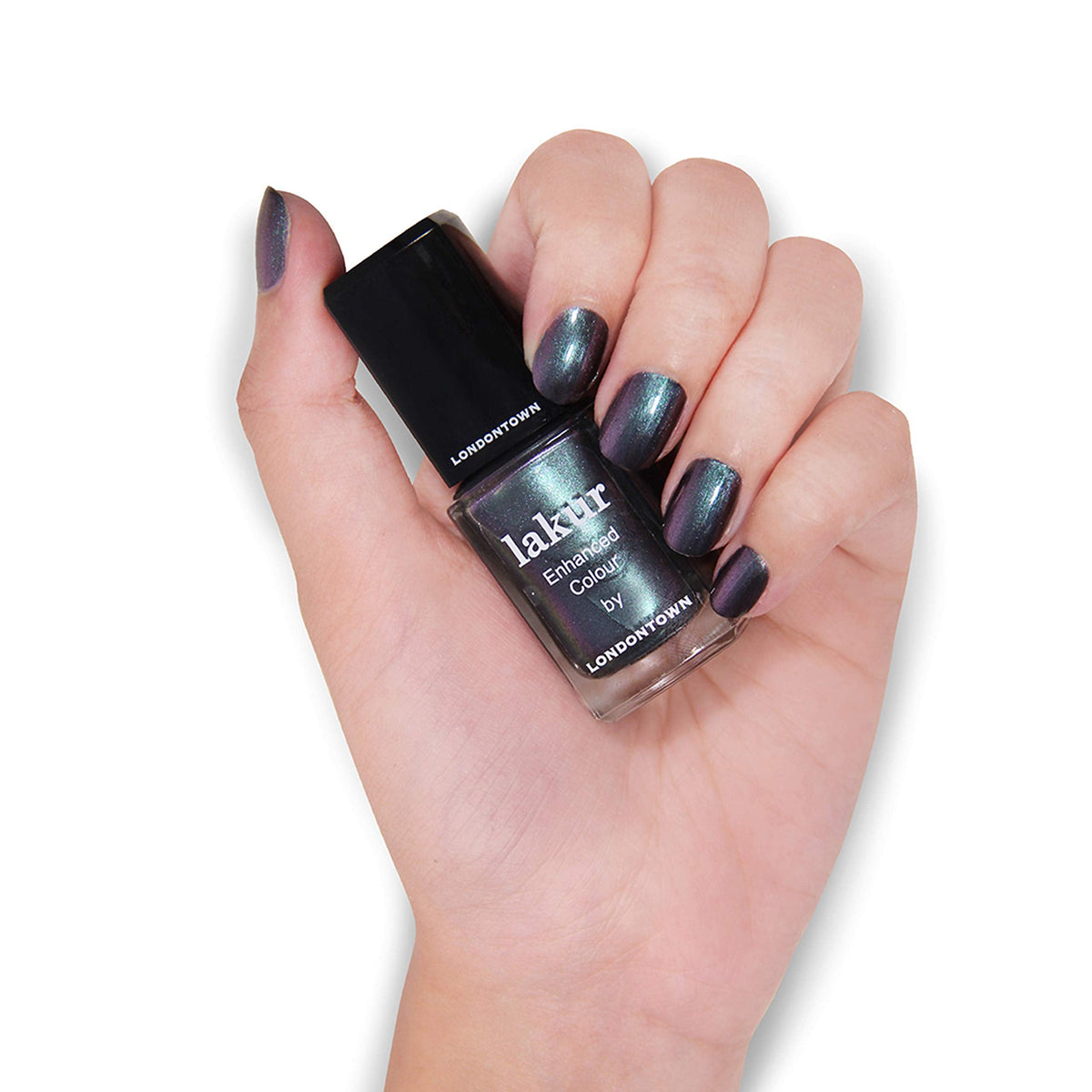 LONDONTOWN lakur Nail Polish - Chip-Resistant, Non-Toxic, Conditions & Hydrates Nails | Multichromatic Metallic Blue-Gray Shimmer, Skyline Reflect Beauty & Personal Care LONDONTOWN