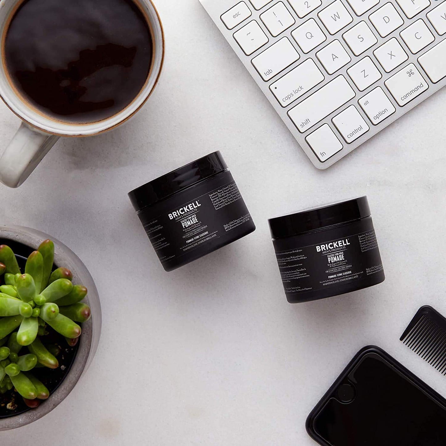 Brickell Men's Hair Styling Firm Hold Pomade for Men, Natural & Organic With Strong Hold & High Shine Finish, 2 Ounces, Scented Beauty & Personal Care Brickell Men's Products