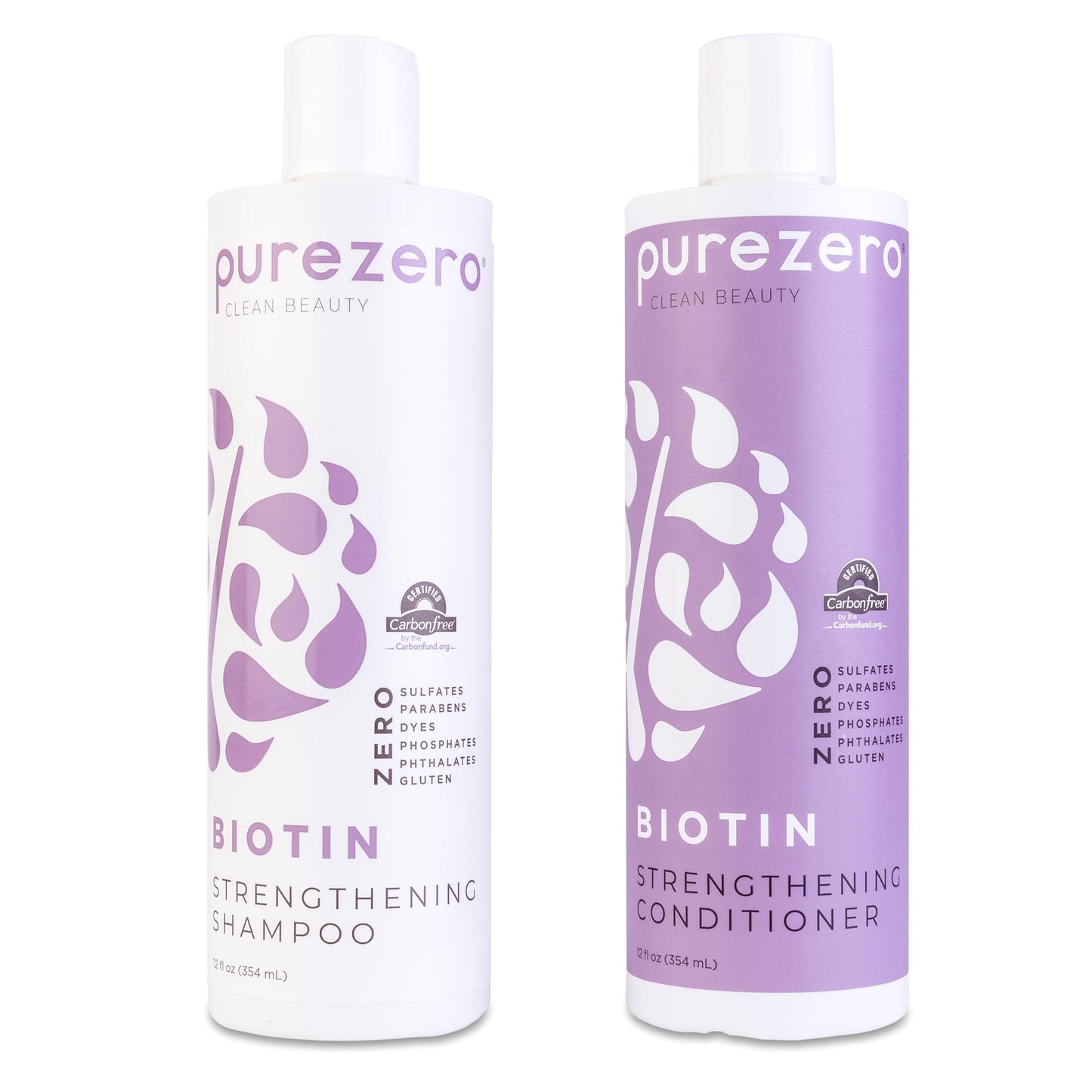 Purezero Biotin Shampoo & Conditioner Set - Anti Thinning Formula - Volumizing, Thicker, Fuller Hair - Zero Sulfates, Parabens, Dyes, Gluten - 100% Beauty & Personal Care Purezero