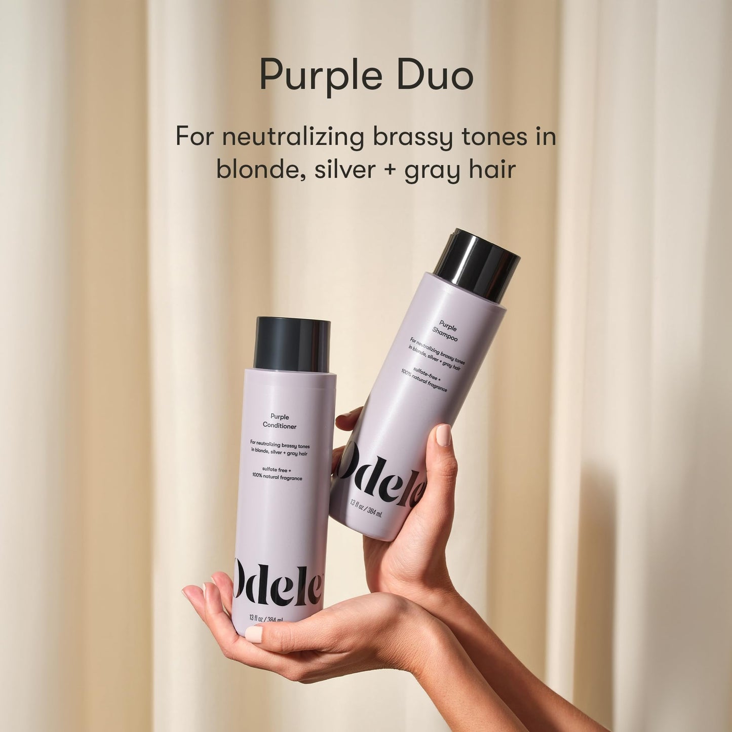 Odele Sulfate-Free Purple Shampoo & Conditioner Set for Neutralizing Brassy Tones in Blonde, Silver + Gray Hair, 13 Fl Oz Each (2-Pack) Beauty & Personal Care Odele