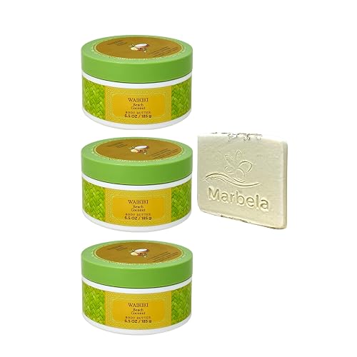 Bath & Body Works Waikiki Beach Coconut - 3 Body Butters with Natural Oats Sample Soap Beauty & Personal Care Bath & Body Works