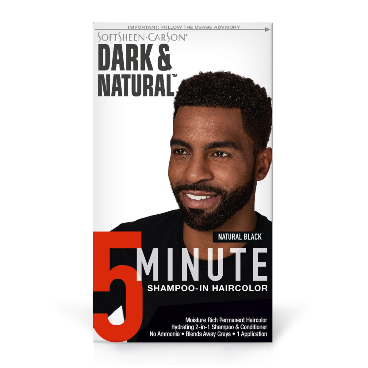 SoftSheen-Carson Dark & Natural Hair Color for Men 5 Minutes, Gray Coverage for Up To 6 Weeks, Shampoo-in Permanent Hair Dye, Jet Black, Ammonia Free Beauty & Personal Care SoftSheen