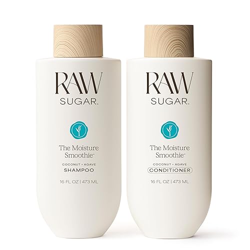 Raw Sugar The Moisture Smoothie Shampoo and Conditioner with Coconut Oil, Agave, & Sweet Almond Oil, Hydrates & Nourishes Dry Hair, Formulated without Beauty & Personal Care RAW SUGAR