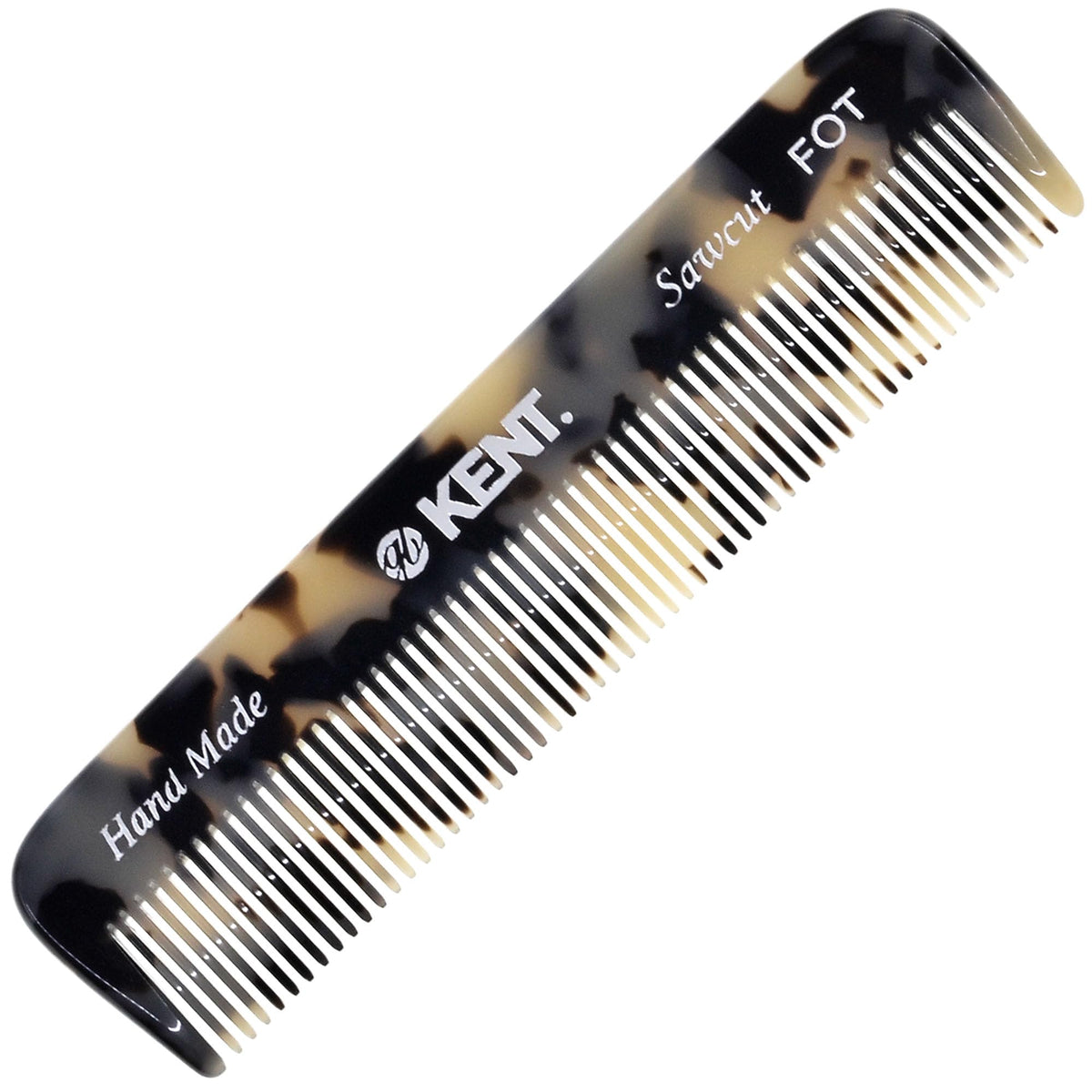 Kent FOT Tokyo White Fine Tooth Comb for Men - Handmade Pocket Comb for Travel, Styling, Fine or Thinning Hair, Mustache and Beard Care Handpolished