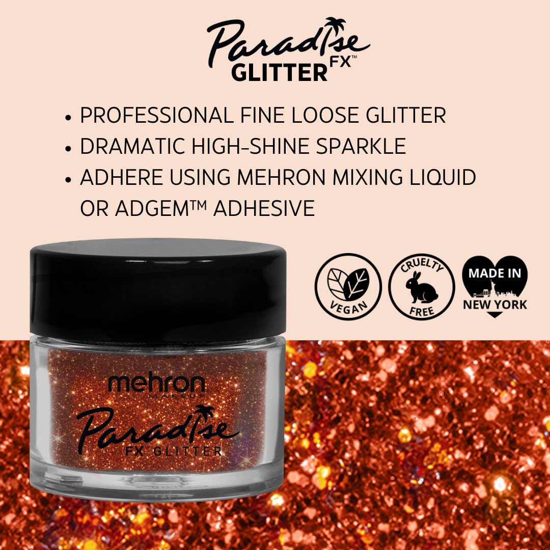 Mehron Makeup Paradise Glitter FX | Professional Cosmetic for Makeup & Art | Vibrant & Shimmering Loose Glitter .25 oz (7 g) (Orange Harvest) Beauty & Personal Care Mehron