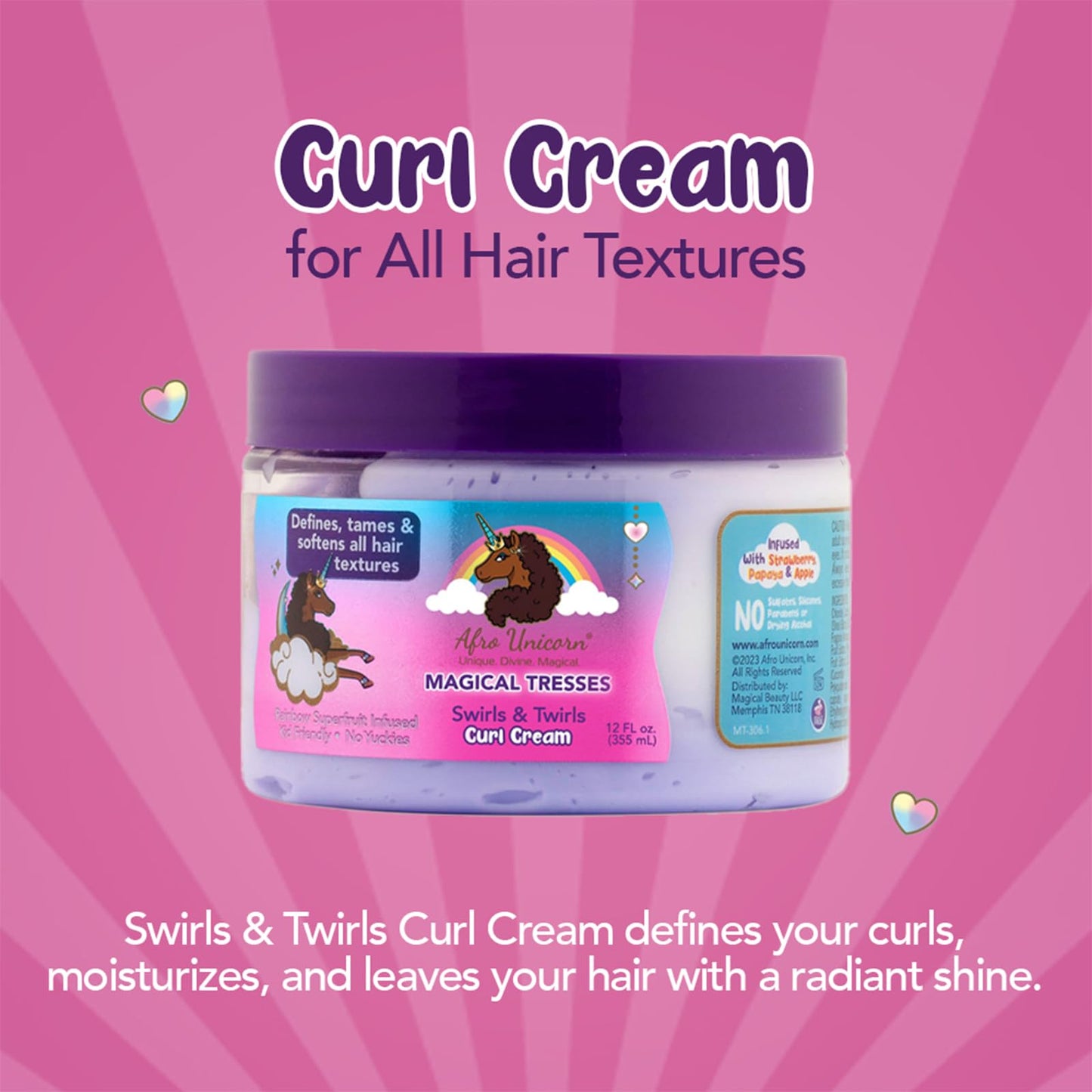 MAGICAL TRESSES’ by Afro Unicorn - Swirls & Twirls Curl Cream - Defining Hair Care for All Curl Textures, 12 fl oz Beauty & Personal Care MAGICAL TRESSES