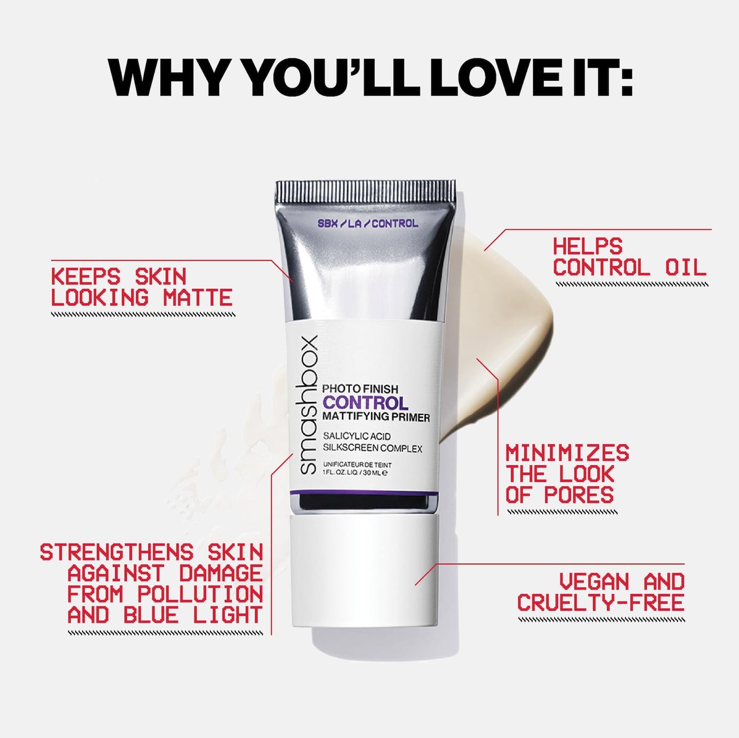 Smashbox Photo Finish Control Mattifying Makeup Primer | Pore-Minimizing, Oil-Controlling Primer that helps Reduce Shine | Silkscreen Complex, Witch Beauty & Personal Care Smashbox