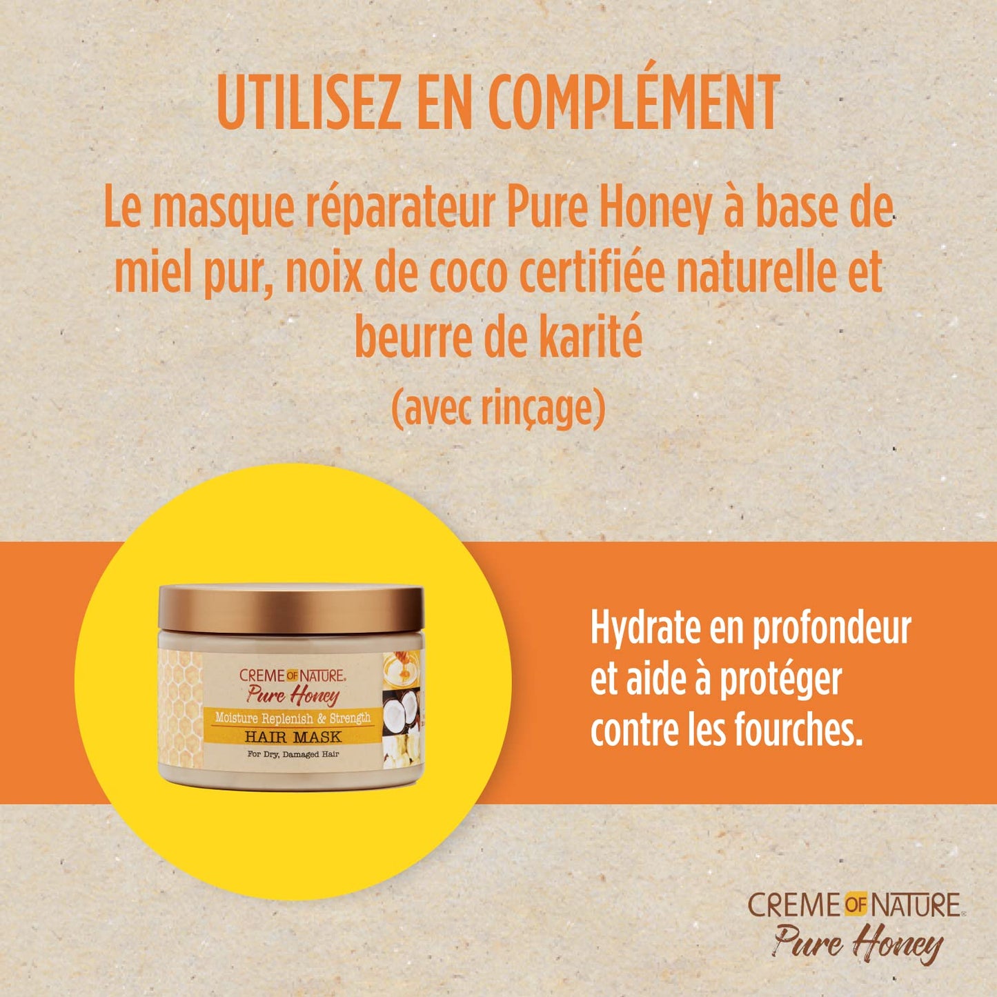 Hair Mask by Creme of Nature, Pure Honey, Coconut Oil and Shea Butter Formula, Moisture Replenish & Strength, 11.5 Oz Beauty & Personal Care Creme of Nature
