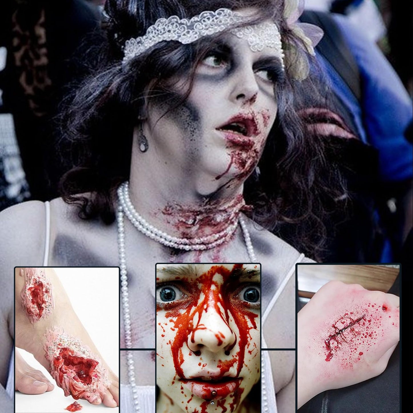 Halloween Fake Blood Makeup - Realistic Effects Washable for Scar, Wound, Clothes, Eyes, Drips, Nose Bleeds - For Cosplay SFX Zombie Vampire Special Beauty & Personal Care VPCRT6