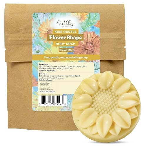 Earthley Kids Gentle Body Soap, Natural Coconut Milk Bar Soap for Kids & Babies, Moisturizing Sensitive Skin Cleanser, Organic Oils, Sulfate & Paraben Beauty & Personal Care Earthley Wellness
