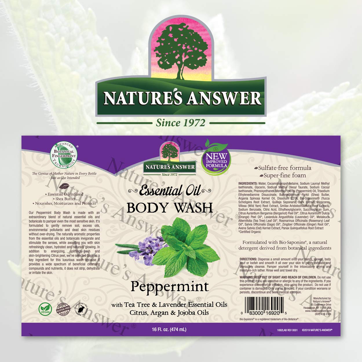 Nature's Answer Essential Oil, Body Wash, Peppermint, 16 Oz Beauty & Personal Care Nature's Answer