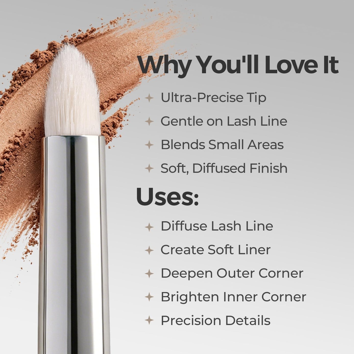 Albeaut Small Eyeshadow Brush, Soft Firm Pencil Brush with Precise Point, Eyeliner Smudge Tool, Delicate Areas Eye Shadow Applicator for Inner Eye Beauty & Personal Care ALBEAUT