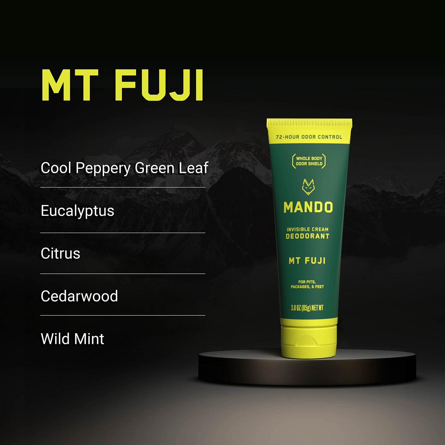 Mando Whole Body Deodorant For Men - Invisible Cream - 72 Hour Odor Control - Aluminum Free, Baking Soda Free, Skin Safe - 3 Ounce Tube (Mt Fuji) Beauty and Personal Care Mando