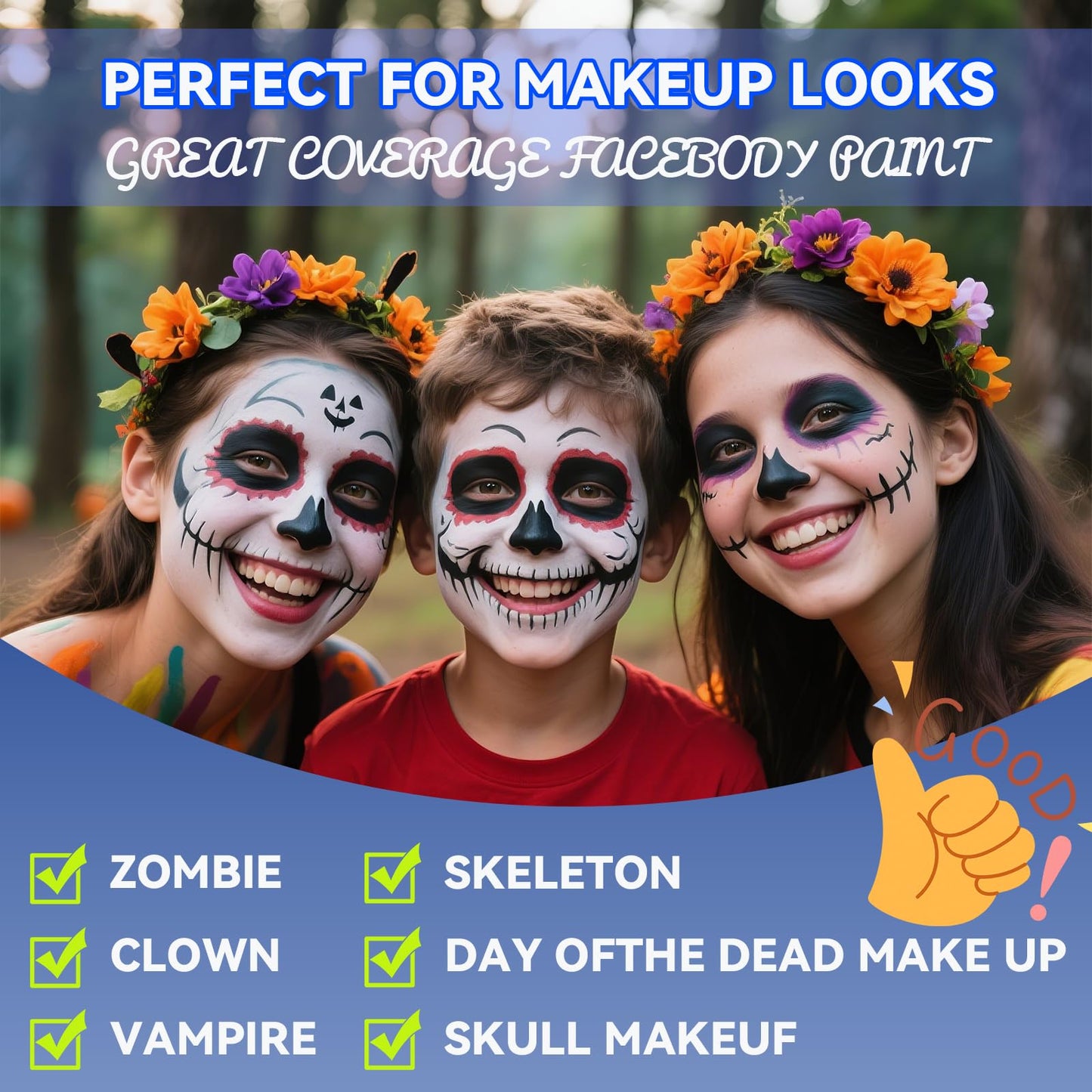 Black Face Body Paint,Water Based Cream Face Paint Halloween Makeup,Black Face Paint For Adult Carnival Cosplay Halloween SFX Skull Joker Zombie Beauty & Personal Care TUHPIBK