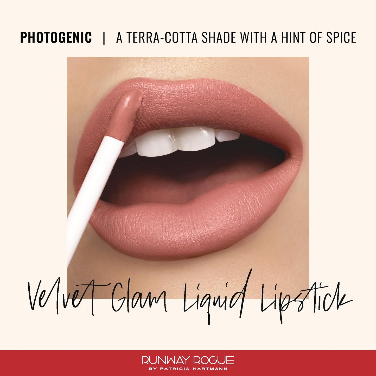 Runway Rogue Velvet Glam Liquid Lipstick, Almost-Matte Terra-Cotta Lipstick with a Hint of Spice, ‘Photogenic’ Beauty & Personal Care Runway Rogue