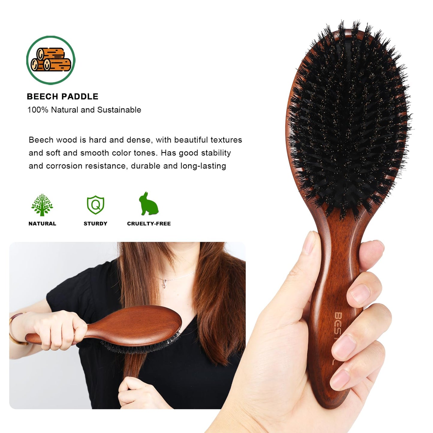 BESTOOL Hair Brush, Boar Bristle Hair Brushes for Women Men Kids, Boar Bristle Brush for Hair Smoothing, Everyday Brush Enhances Shine & Health Beauty and Personal Care BESTOOL