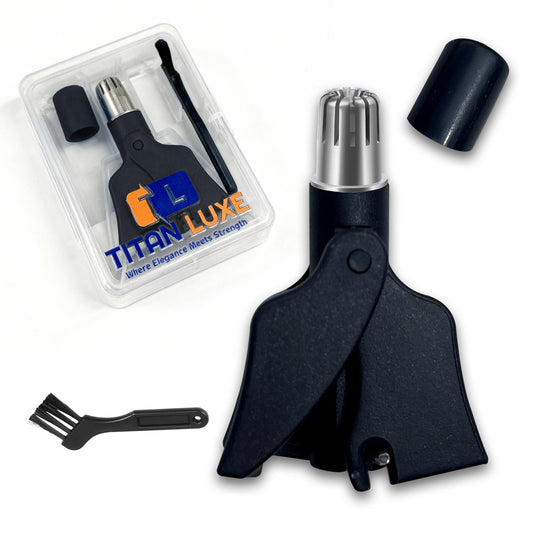 Titan Luxe Stainless Steel Hair Trimmer for Men and Women - Manual Nose and Ear Hair Trimmer - Nose Clippers, 360° Rotating Hair Trimmers - Washable Beauty and Personal Care Titan Luxe