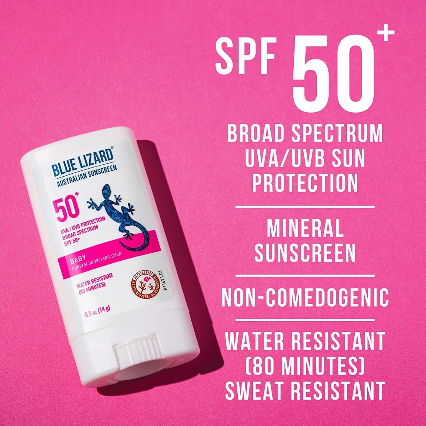 Blue Lizard BABY Mineral Sunscreen Stick with Zinc Oxide, SPF 50+, Water Resistant, UVA/UVB Protection - Easy to apply, Fragrance Free.5 oz (Pack Beauty & Personal Care Hoiyen