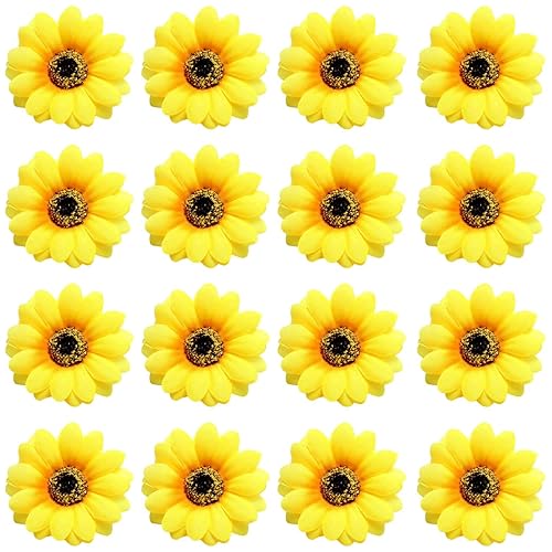 Lawie 16 Pack Artificial Fake Yellow Small Daisy Sunflower Hair Clips Floral Hairpins Alligator Barrettes Brooches Pins Wedding Hawaiian Party Silk Beauty & Personal Care Lawie